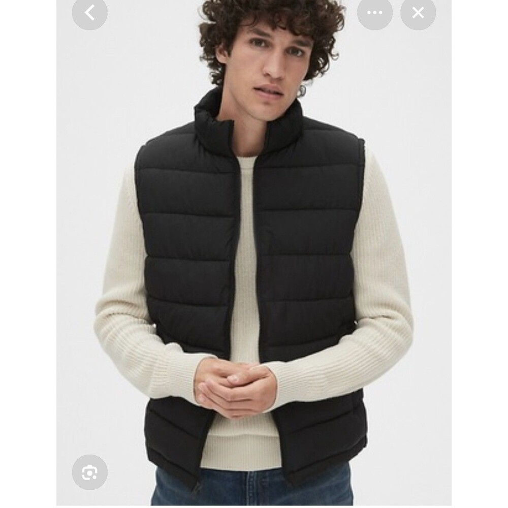 NWT Gap ColdControl Relaxed Puffer Vest Black Men's Size L Ripstop Waterproof